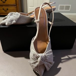 Zara Cream/Black Stripped Kitten Heels-Size 10